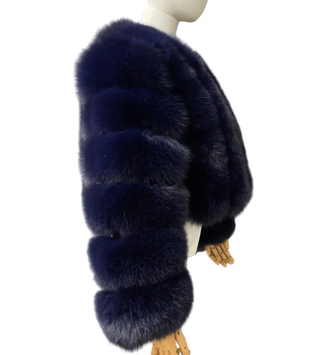 Luxury Cropped ‘Sydney’ Fox Fur - Navy Blue