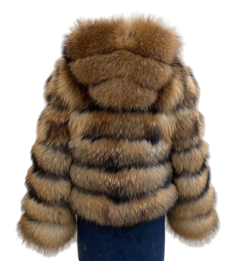 Luxury 6 Ring Fox Fur with Hood - Natural