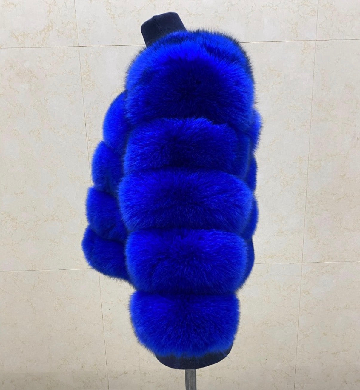 Luxury Cropped 5 Ring Fox Fur - Royal Blue