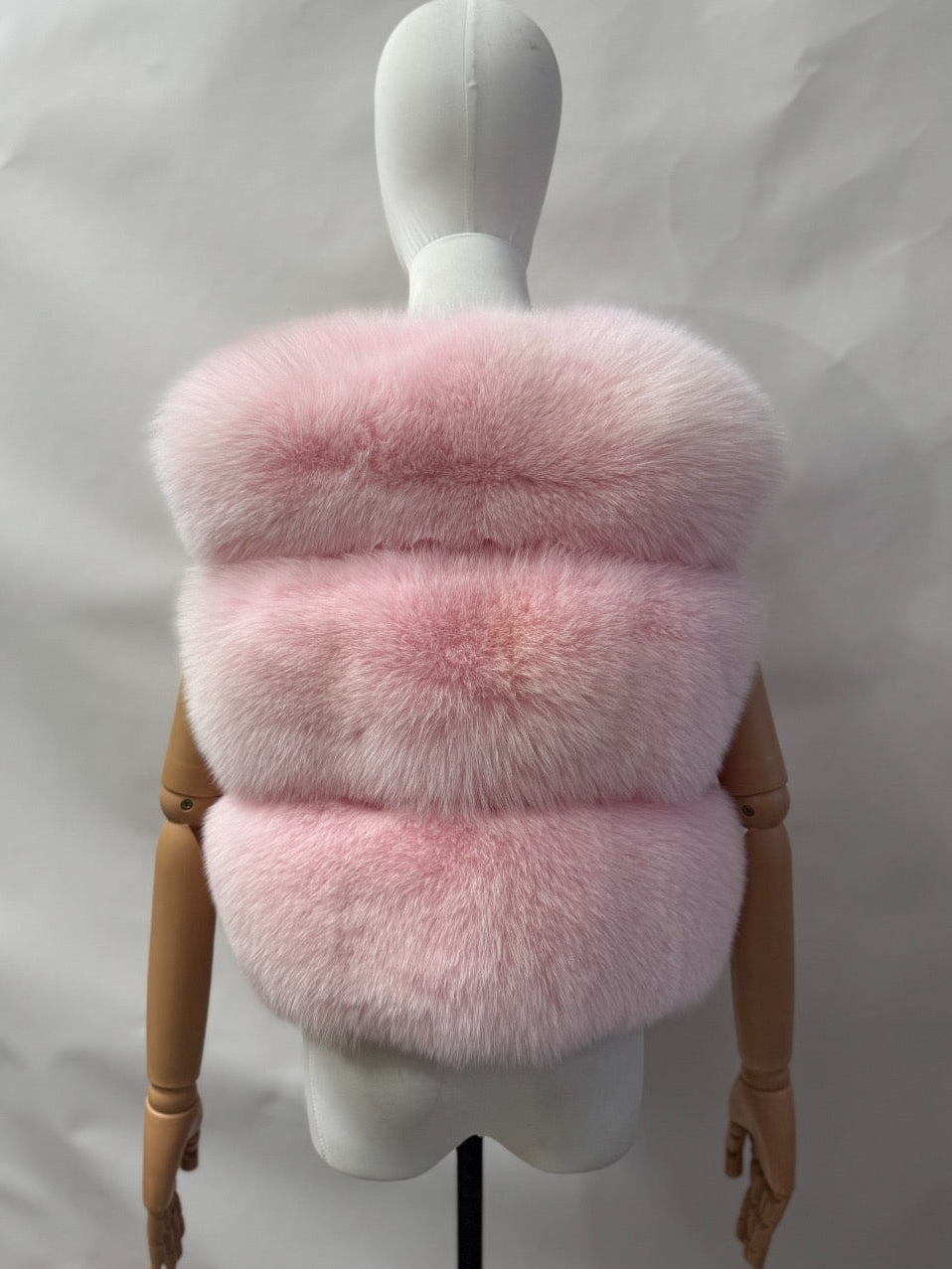 Luxury 3 Row Fox Fur Gilet - Bubblegum Pink