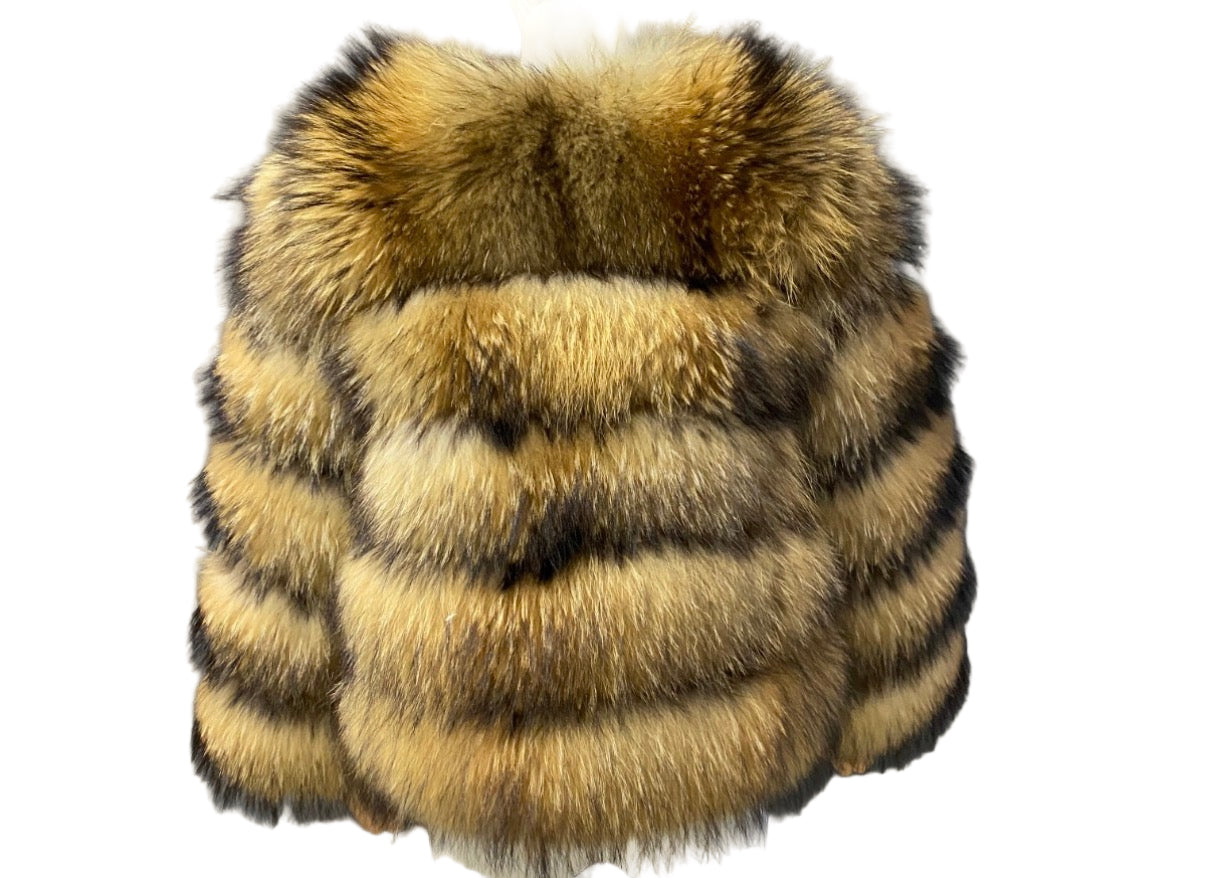 Luxury Cropped 5 Ring Fox Fur - Natural