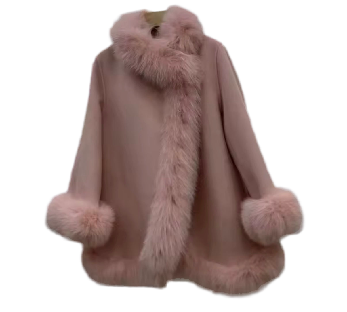 Cashmere Fox Fur trim coat