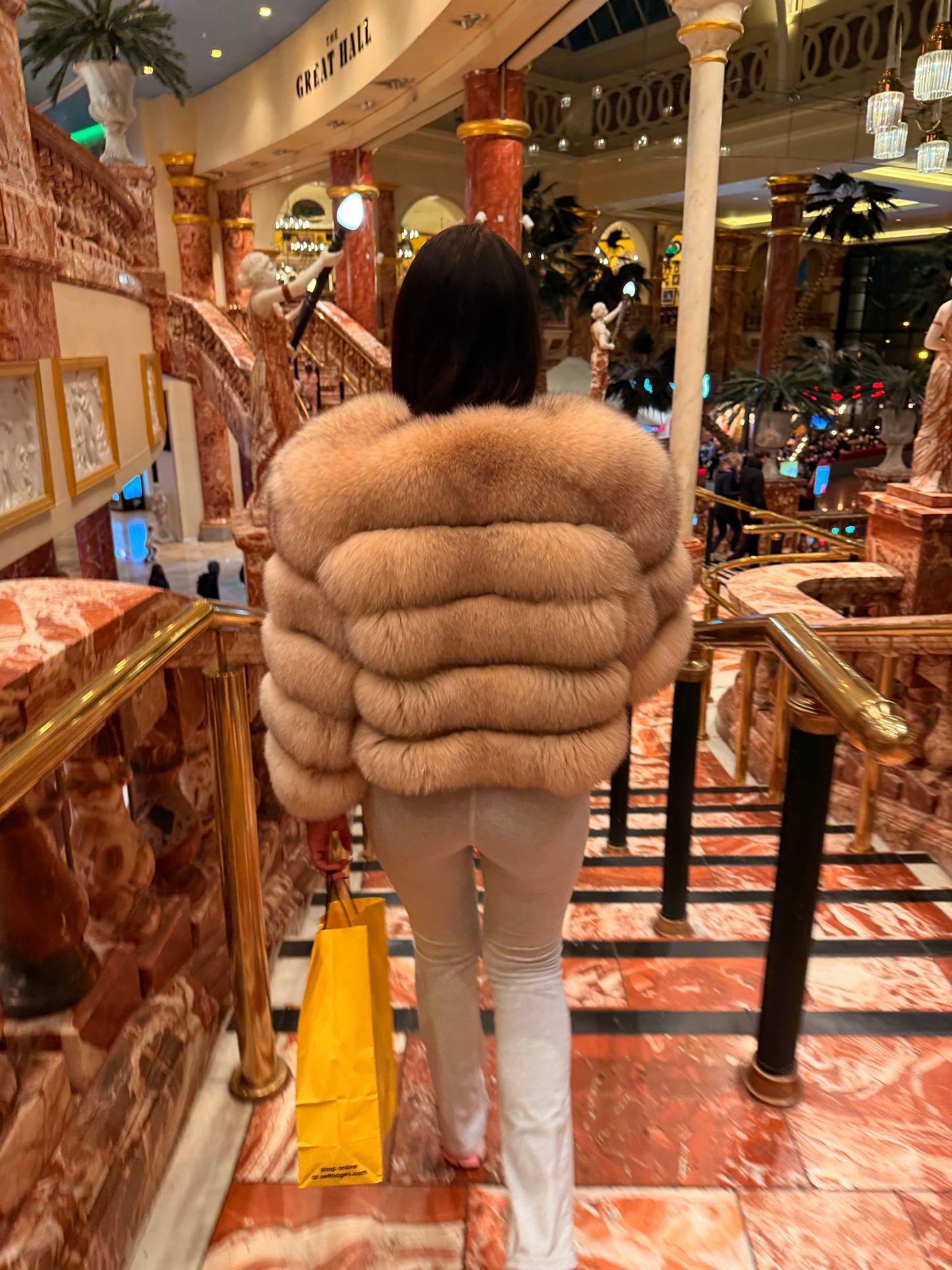 Luxury Cropped 5 Ring Fox Fur - Dusty Pink