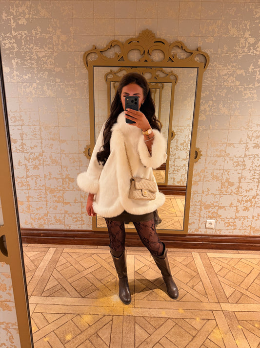 Cashmere Fox Fur trim coat