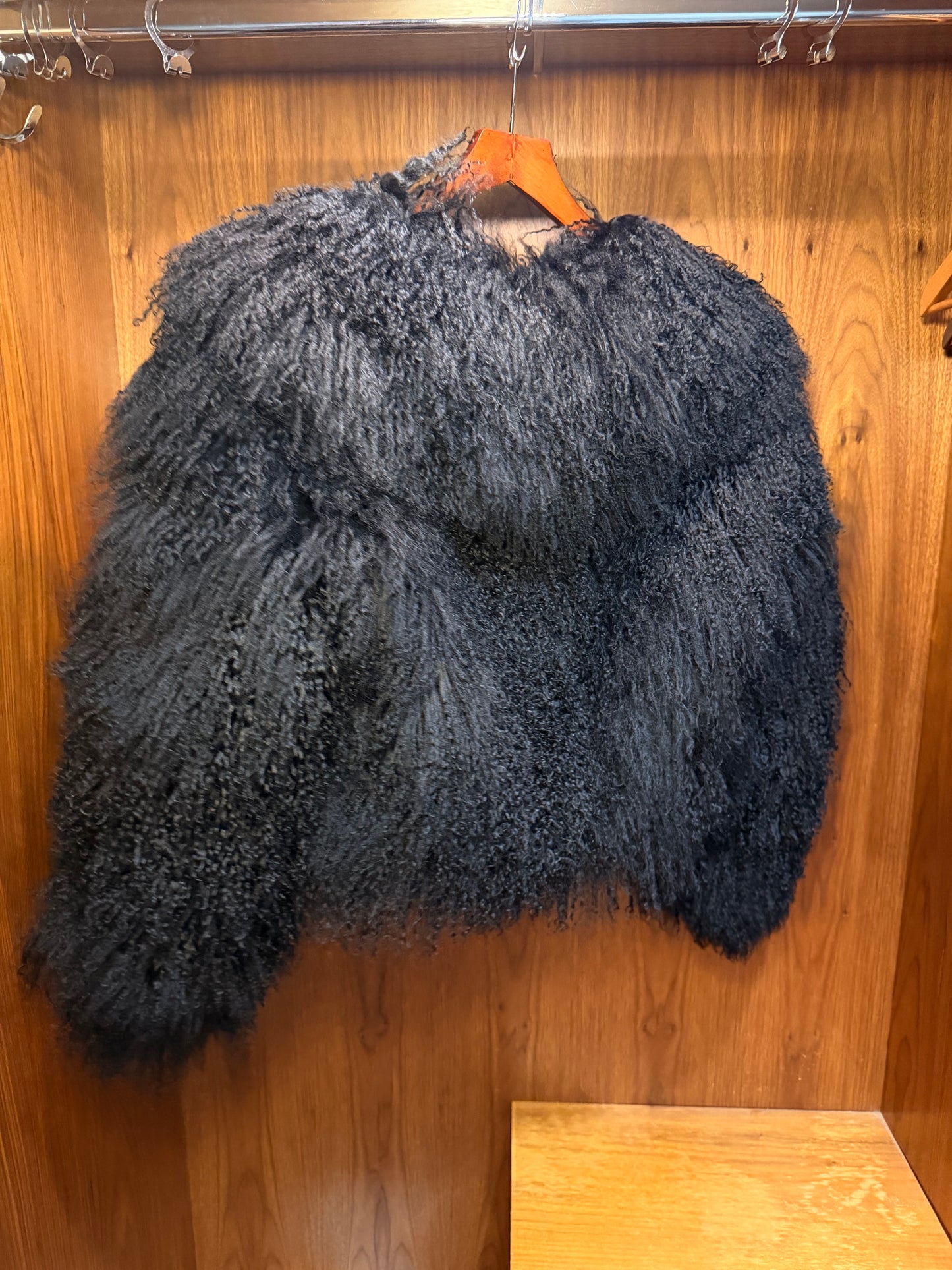 Mongolian Sheep Fur Coat - Black