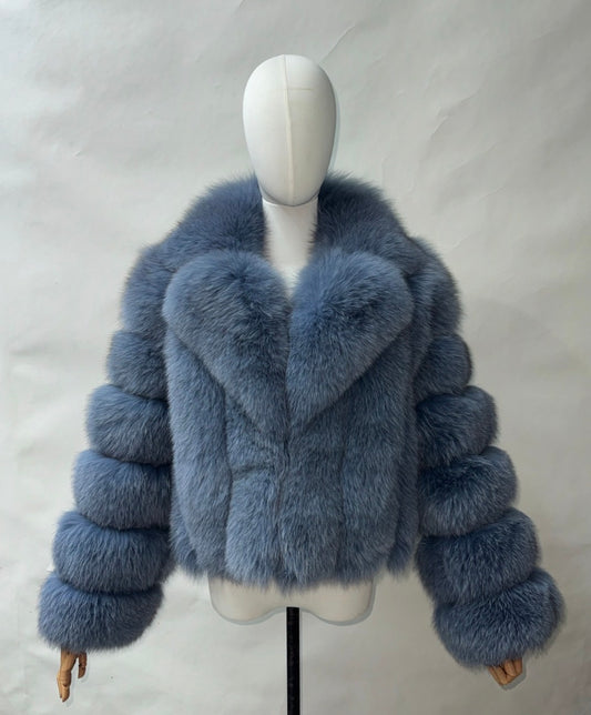 Luxury 6 Ring Collard Sydney Fox Fur - Smokey Blue
