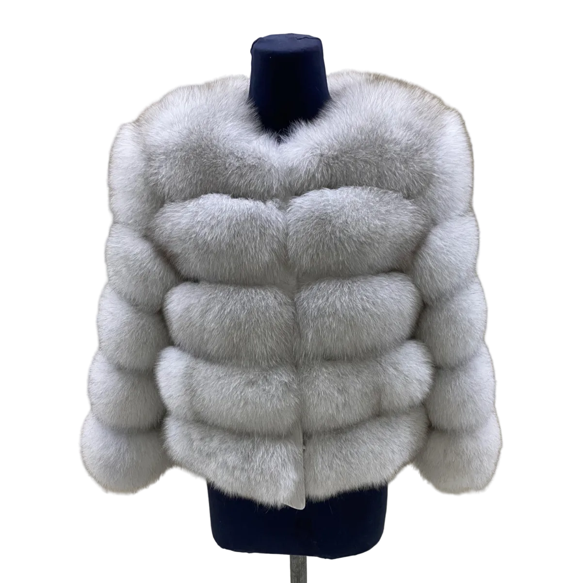 Luxury Cropped 5 Ring Fox Fur- Foxtip white