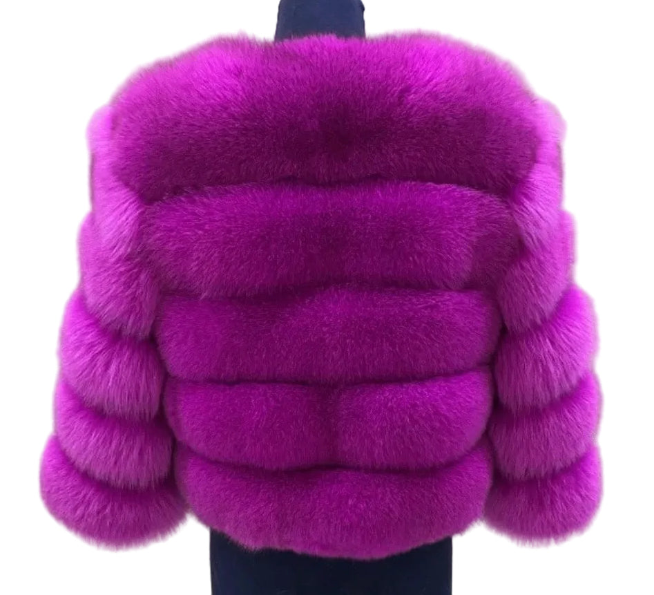 Luxury 5 Ring Fox Fur - Fushia