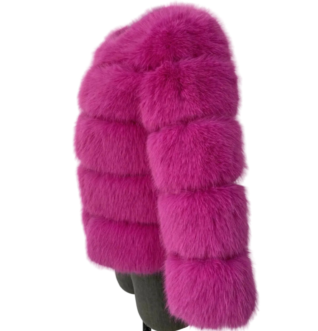 Luxury Cropped 5 Ring Faux Fur - Fushia