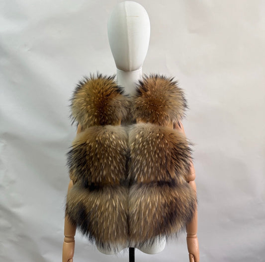 Luxury Racoon Fur Gilet - Natural