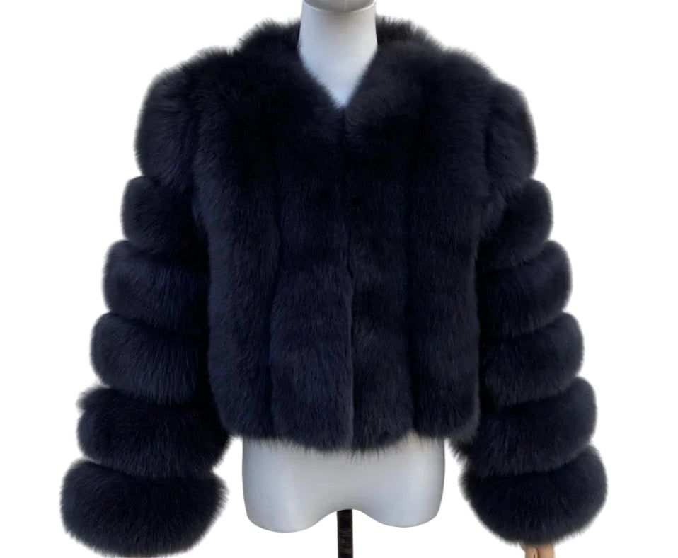 Luxury Cropped ‘Sydney’ Fox Fur - Black