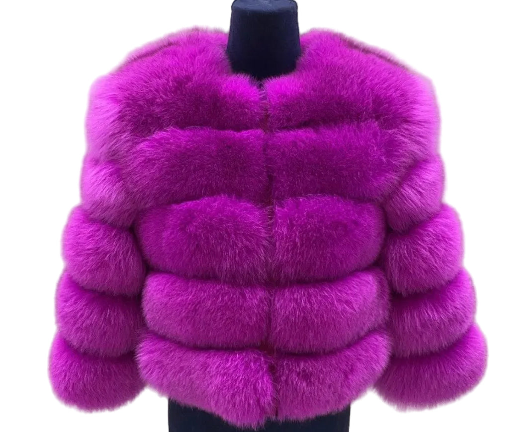 Luxury 5 Ring Fox Fur - Fushia