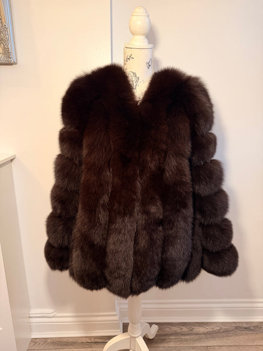 Luxury Long ‘Sydney’ Fox Fur - Chocolate Brown