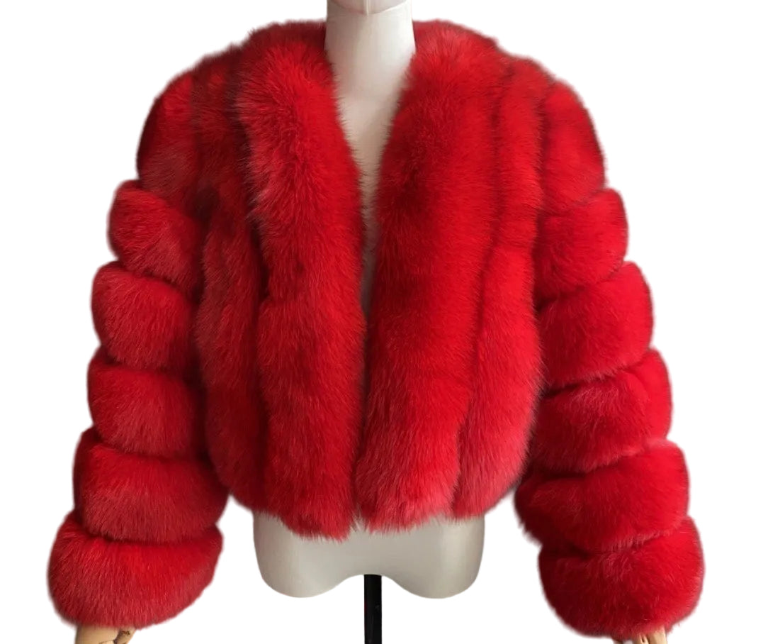 Luxury Cropped ‘Sydney’ Fox Fur - Red