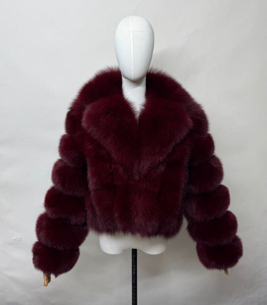 Luxury 6 Ring Collard Sydney Fox Fur - Red Wine