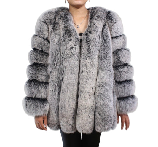 Luxury Long ‘Sydney’ Fox Fur - Frosted Black