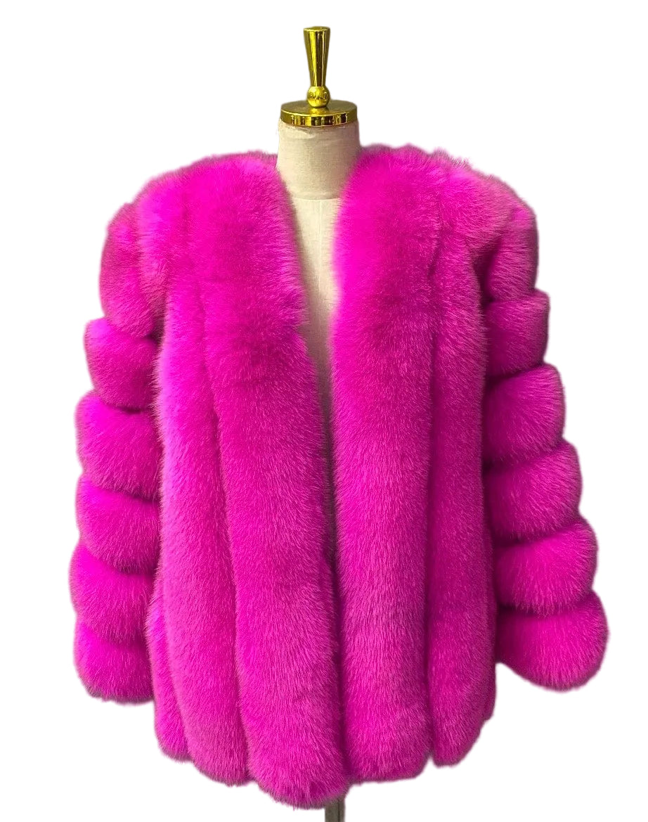 Luxury Long ‘Sydney’ Fox Fur - Bright Pink