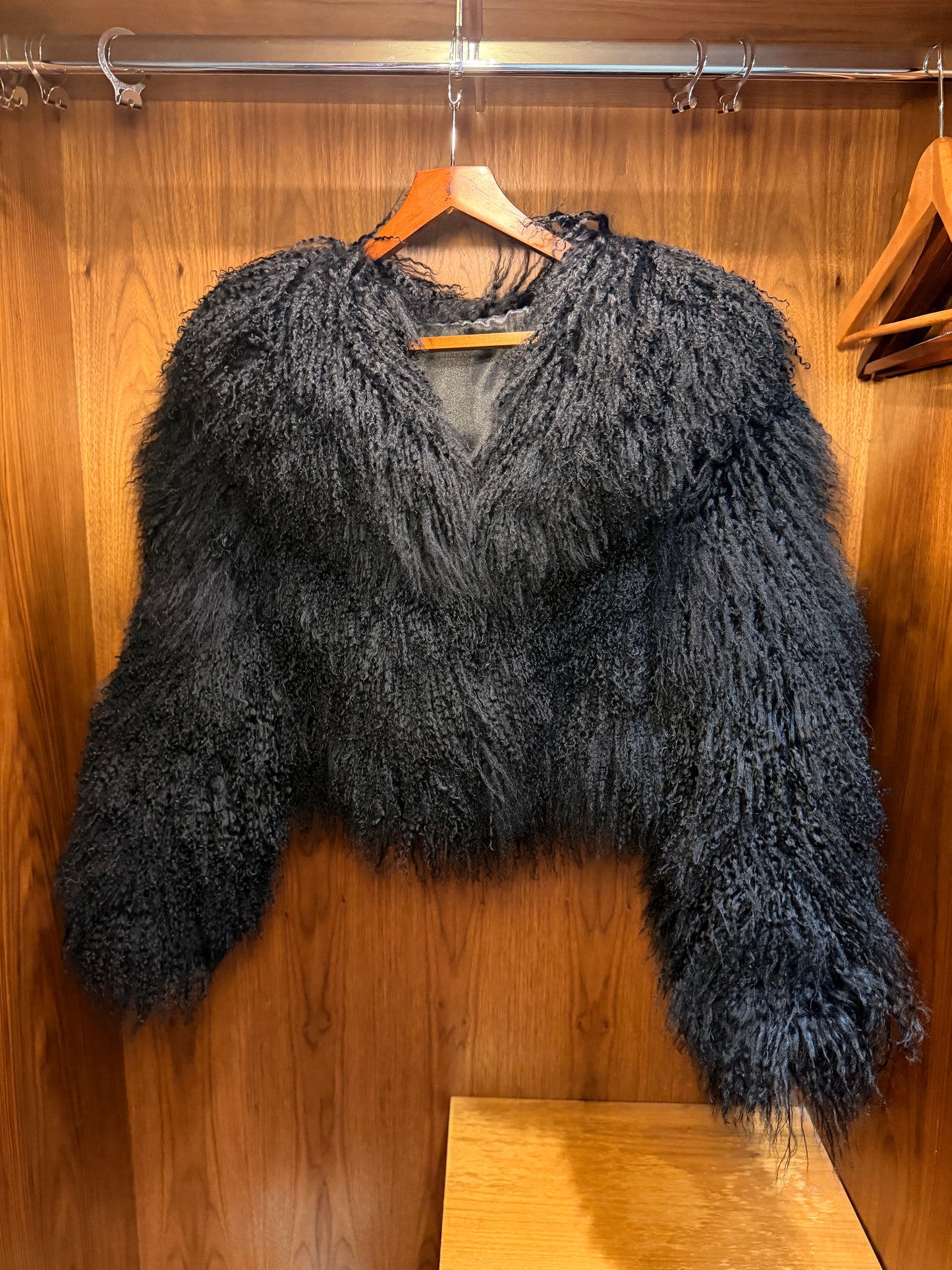 Mongolian Sheep Fur Coat - Black