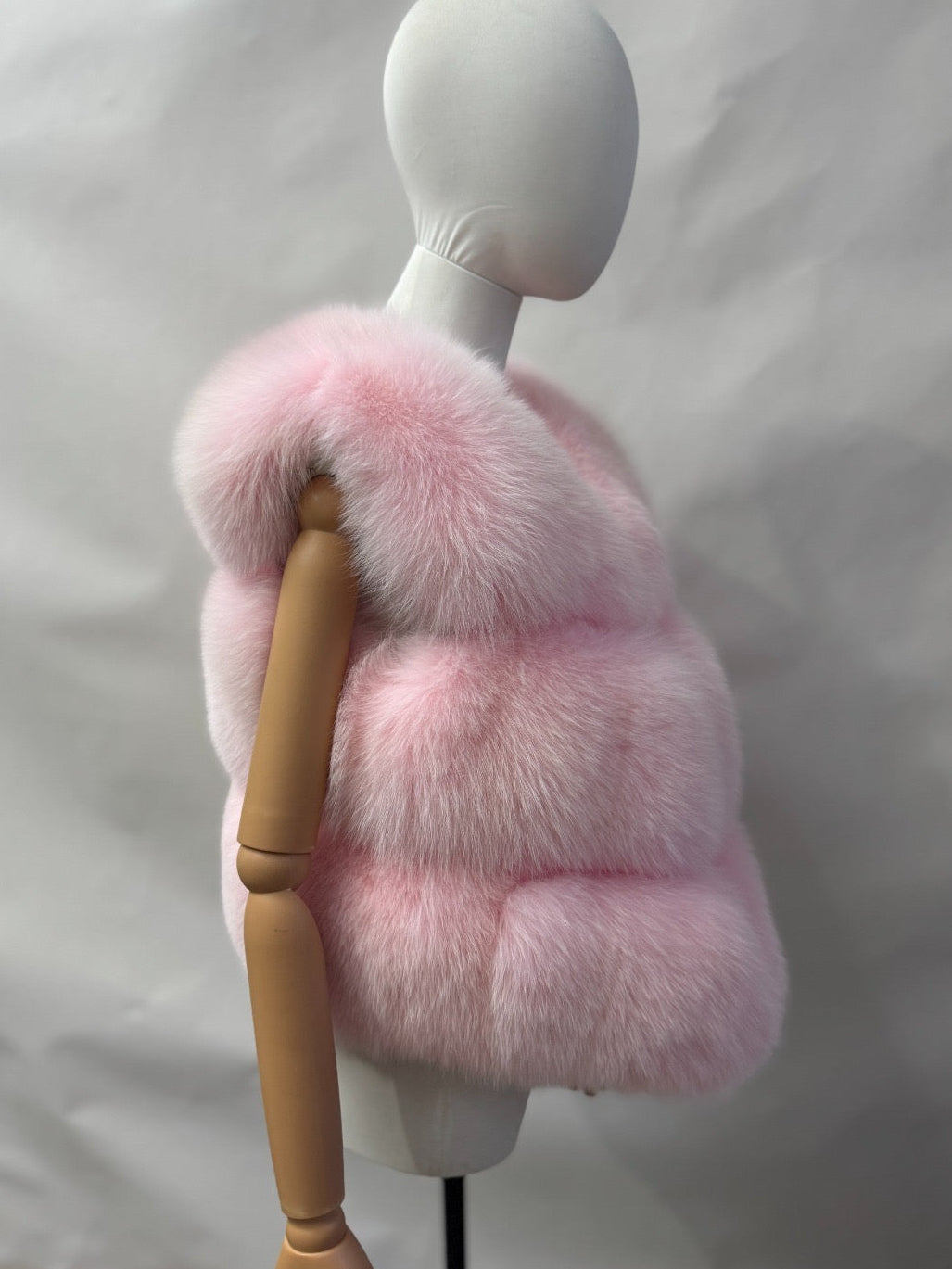 Luxury 3 Row Fox Fur Gilet - Bubblegum Pink